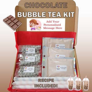 DIY Chocolate Bubble Tea Letterbox Gift | Bubble Tea Kit | Boba Tea Kit | Unique Personalised Gift | Tapioca Pearl Milk Tea Gift | Gift Idea