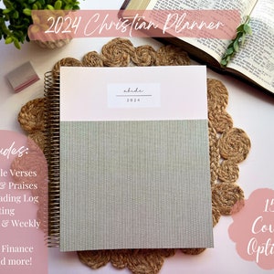 2024 Planner | Christian Planner | Bible Reading Log | Prayer Journal | Goal Setting | 15 Cover Options | 8.5" x 11" | Tab Option