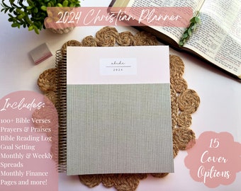 2024 Planner | Christian Planner | Bible Reading Log | Prayer Journal | Goal Setting | 15 Cover Options | 8.5" x 11" | Tab Option