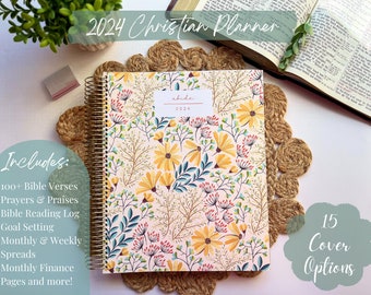 2024 Planner | Christian Planner | Bible Reading Log | Prayer Journal | Goal Setting | 15 Cover Options | 8.5" x 11" | Tab Option