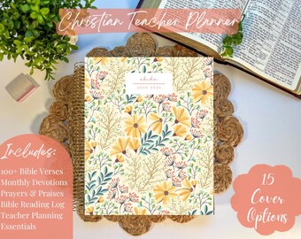 Christian Signature Teacher Planner | 2025-2026 | Teacher Planner | Monthly Devotions | 15 Cover Options | 8.5 x 11 inch & 6 x 9 inch