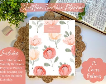 Christian Signature Teacher Planner | 2025-2026 | Teacher Planner | Monthly Devotions | 15 Cover Options | 8.5 x 11 inch & 6 x 9 inch