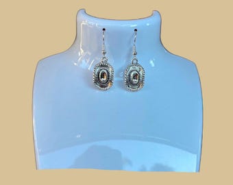 Silver Cowboy Hat Western Earrings
