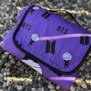 BTS Large Picnic Blanket - Foldable beach mat for camping, hiking, park, beaches or travel outings.