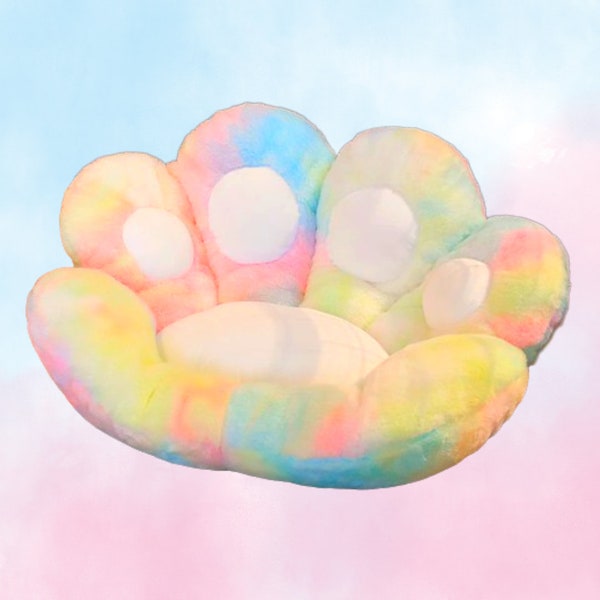 Rainbow Ice Cream Cat Paw Cushion Kawaii Gamer Pillow