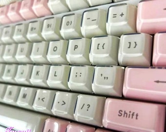 Kawaii Pink And White Jelly Keycaps Set Cute Key Cap Collection 117 Pieces