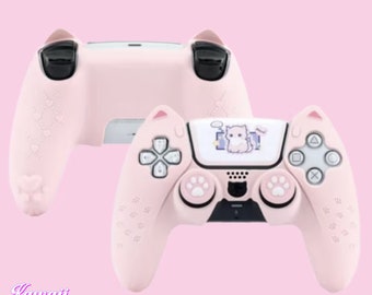 PS5 Pink Cat Gamer Controller Case And Grips Set Gaming Gifts