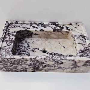 29'' Calacatta Viola Countertop or Wall Mounted Bathroom Sink, Marble Sink, Vanity Sink
