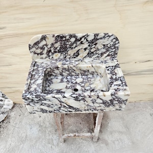 28&#39;&#39; Calacatta Viola Marble Sink,Marble Sink, Wall Mounted Sink, Powder Room Sink, Vanity Top Sink Custom Marble Sink, Marble Washbasin,