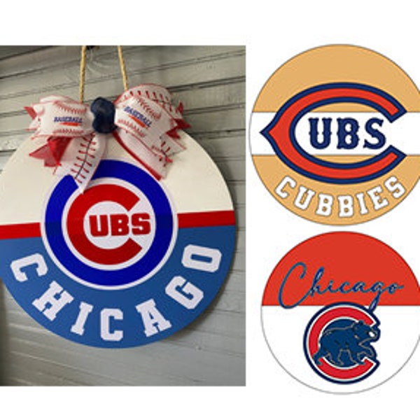 Chicago Cubs (Cubbies) Wood Door Hanger / Home Decor Sign