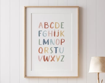 Rainbow Alphabet Poster ABC Kids Room Decor Educational Wall Art Nursery Decor Classroom Decor Ideas