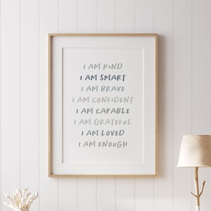 Affirmations Print for Kids Neutral Boy Nursery Decor Inspirational Wall Art PRINTABLE Positive Affirmations DIGITAL DOWNLOAD