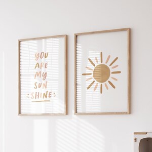 You Are My Sunshine 2 Piece Printable Wall Art - Neutral Nursery Printable Kids Bedroom Decor Boho Wall Art Digital Download