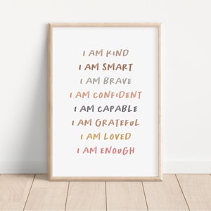 Positive Affirmations for Kids Printable Wall Art | Daily Affirmations Print | Nursery Wall Art | Inspirational Poster | Kids Room Decor