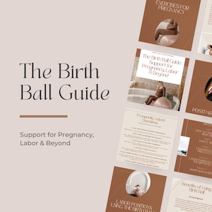 Guide till förlossningsboll i PDF-format – Graviditetsövningar, förlossningsställningar, stöd efter förlossningen | Digital nedladdning skapad av Doula