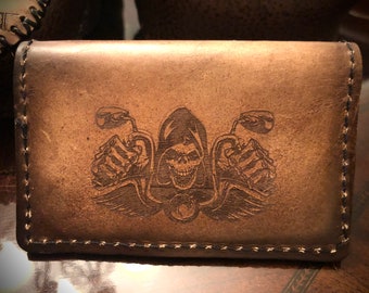 Minimalist  Motorcycle Leather Wallet