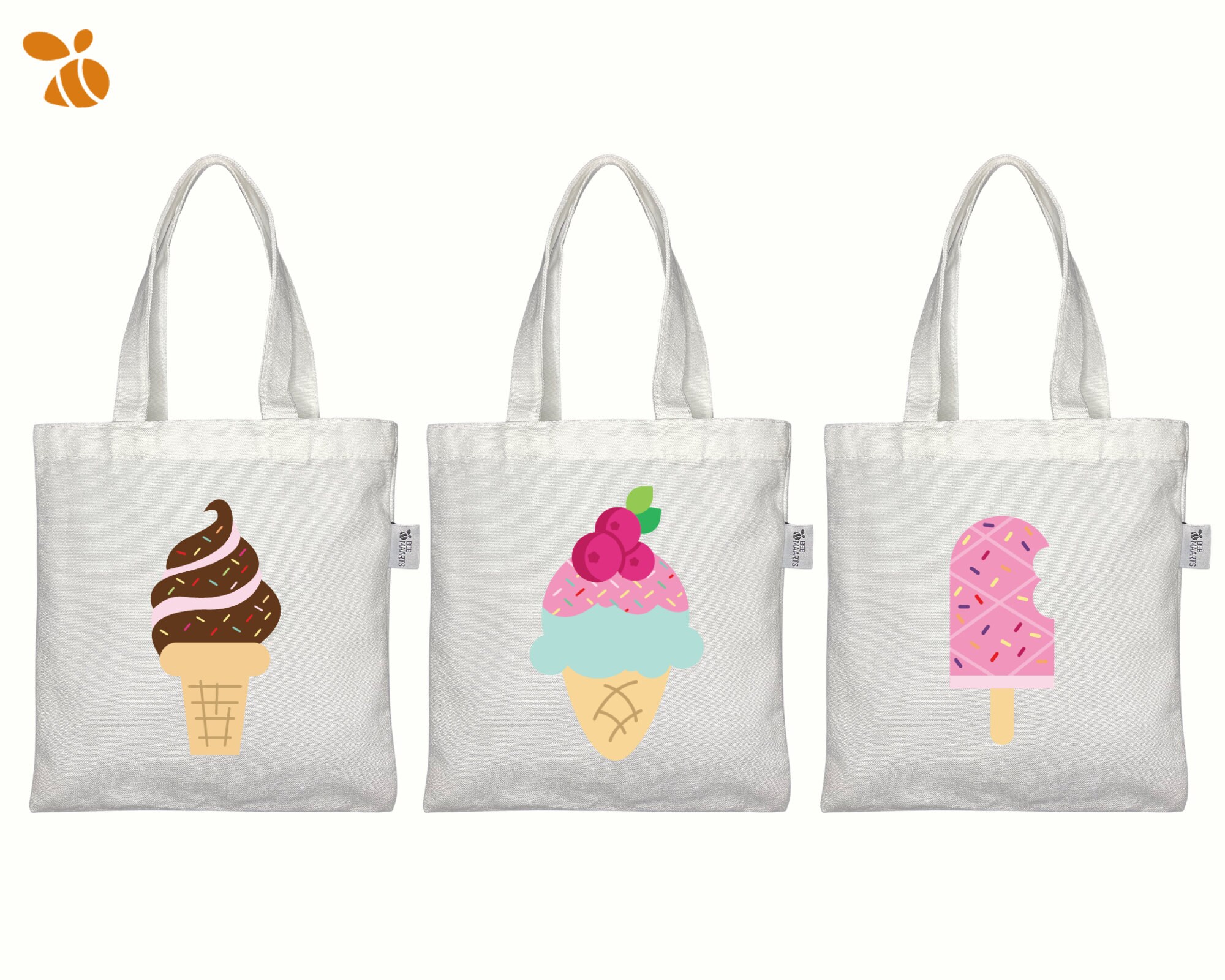 Set of 3 Ice Cream Party Bags Ice Cream Themed Birthday Etsy