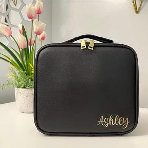 Bolsa de maquillaje personalizada, bolsa de piel vegana, bolsa organizadora de maquillaje de viaje, bolsa de cosméticos personalizada, bolsa de maquillaje para maquilladora, regalo para dama de honor.