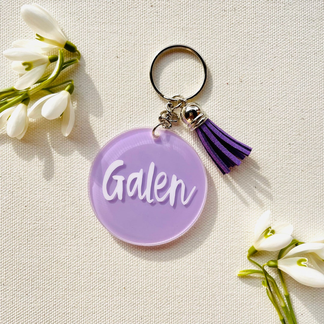 Name Bag Charm Pastel Color Keychain Personalized Bag Tassel Etsy