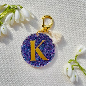 Monogram Keychain, Acrylic Letter Keychain, Initial Keychain, Name Bag Charm, Personalized Tassel Charm, Tassel Keychain, Sparkly Keychain
