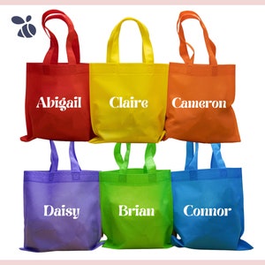 Custom Favor Bags for Children, Personalized Party Bags for Birthdays, Colorful Party Bags, Rainbow Themed Party Bags 9.75&quot;x9.75&quot;