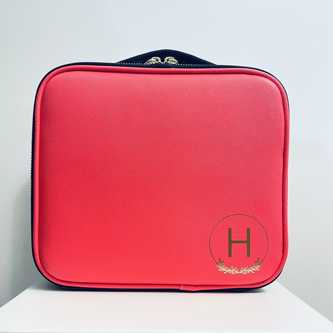 Vegan Leather Cosmetic Bag Travel Organizer Bag Monogrammed Etsy