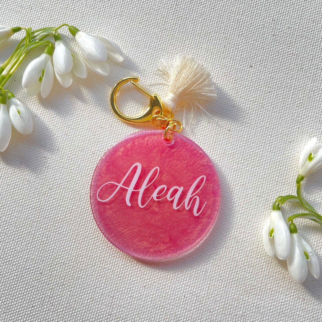 Simple Elegant Keychain, Personalized Name Keychain, Custom Bag Charm