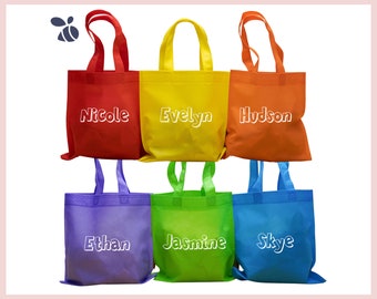 Colorful Birthday Party Bags, Personalized Party Bags For Kids, Children’s Party Bag Treats, Name Party Favor Bags 9.75"x9.75"