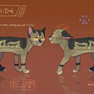 Snakehide (2) - Warrior / Battle Cat OC Adopt with reference sheet - Rare Original Character - Adoptable Feline Fursona for Roleplay, etc