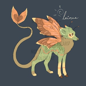2. LAIRUS - Original Species Adopt - Fursona Rare Hybrid Feral Adoptable Character - Canine Deer Fox Dragon Bug Creature - Furry Leeroxfly