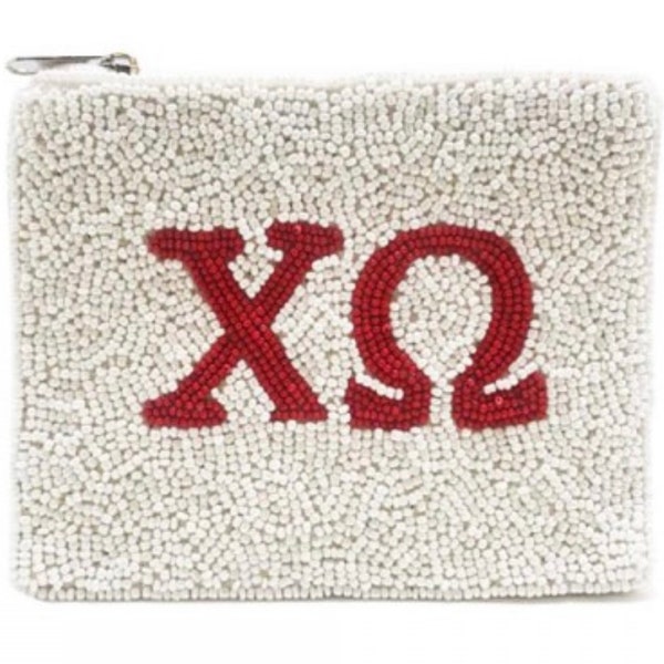 Chi Omega sorority beaded, seed bead, coin purse,  pouch, wallet, best Christmas gift, Chi O