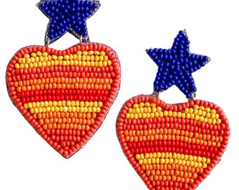 Astros earrings, Houston Astros, seed bead  beaded Astros themed earrings! Texas earrings