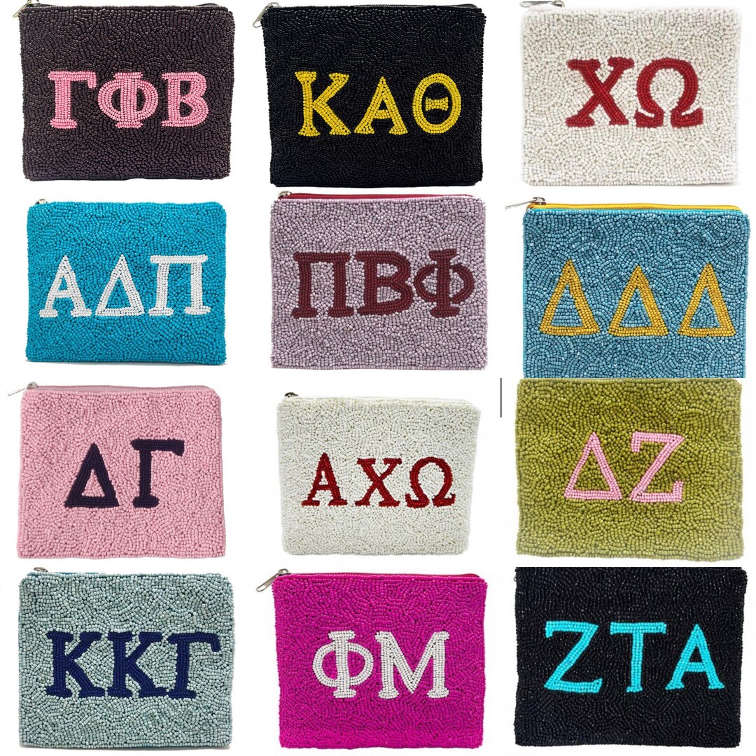 Beaded Seed Bead Sorority Coin Purse Pouch ID Holder Wallet - Etsy