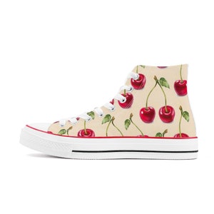 High Top Canvas Shoes - Cherry - fruit - Summer Sneakers