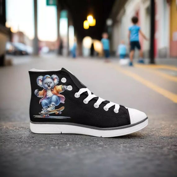 Scarpe di tela alte da skate per bambini Koala stile Converse per bambini scarpe per bambini scarpe per bambini sneakers carine Skater Koala Bear Etsy Italia