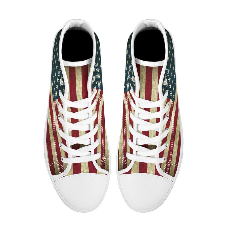 USA Vintage Flag High-top Canvas Shoes, Proud American Shoes, Gift for ...