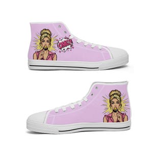 Pop art lollypop High-top Canvas-Schuhe - Zunge zum Ausdrucken
