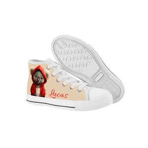 Personalized Kids High Top Canvas Shoes, Cute Koala Bear Sneakers