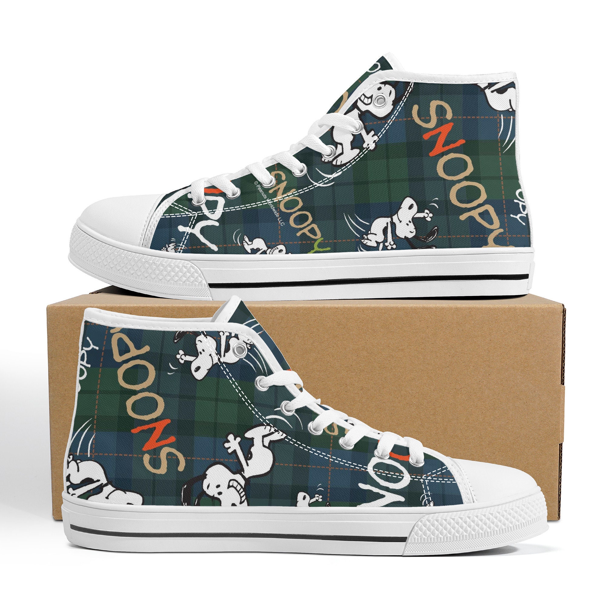 Snoopy Vintage High-Top Sneakers- Timeless Gift for Him or Her