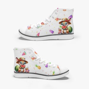 Cute Summer Kid&#39;s High-Top Canvas Shoes / Beach Shoes For Kids / Funny Summer Shoes / Cute Sneakers For Girl / Converse Style For Girls