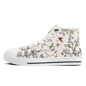 High-Top Canvas Shoes Butterfly BIrds Nature Sneakers
