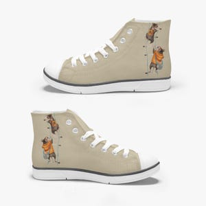 Adorable Kid&#39;s High-Top Canvas Shoes / Converse Style Kids Shoes / Mice On a Ladder / Toddler Sneakers / Preschooler Canvas Sneakers