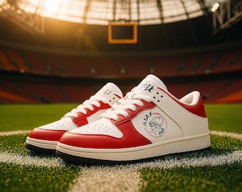 Sneakers Ajax voetbalclubfan - rood witte schoenen voor Ajax-supporters - heren damesschoenen - cadeau voor Ajax-fan - vintage Ajax-sneakers