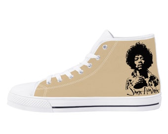 Jimy Hendrix High-Top Canvas Shoes, Shoes For Jimi Hendrix Fan, Gift For Jimy Hendrix Fan, Converse Style Shoes