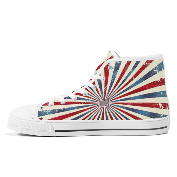 Vintage Patriotic High top Canvas Shoe Stars and Stripes Pattern Converse Style Etsy UK