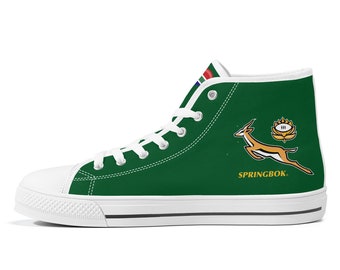 Springbok High-Top Canvas Shoes, South Africa Rugby Sneakers, For Springbok Fan
