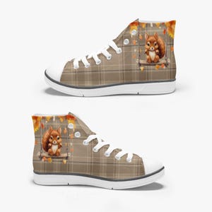 Adorable Autumn Kid&#39;s High-Top Canvas Shoes /Forrest Animal Shoes / Preschool Cute Autumn Shoes / Converse Style / Cute Shoes For Children
