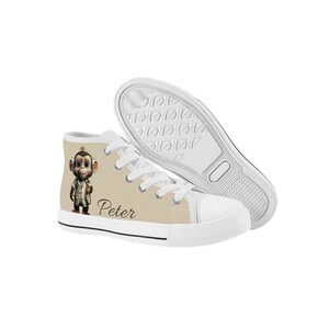 Unique-Personalized-adorable Monkey Design- High-Top Canvas Sneakers for Kids-Boy & Girl