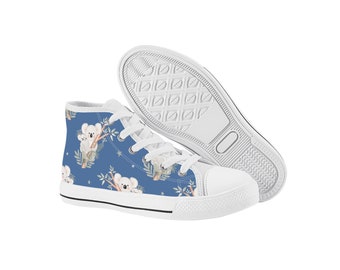 Baskets en toile haute Koala mignonnes pour enfants - Un choix amusant et élégant pour les garçons et les filles - Style Converse