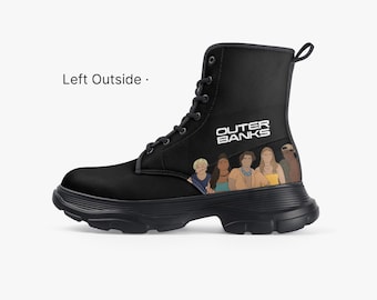 Outer Banks Bottes épaisses décontractées en cuir végétalien / Cadeau pour les fans d'Outer Banks / Bottes style Dr Martens / Bottes OBX